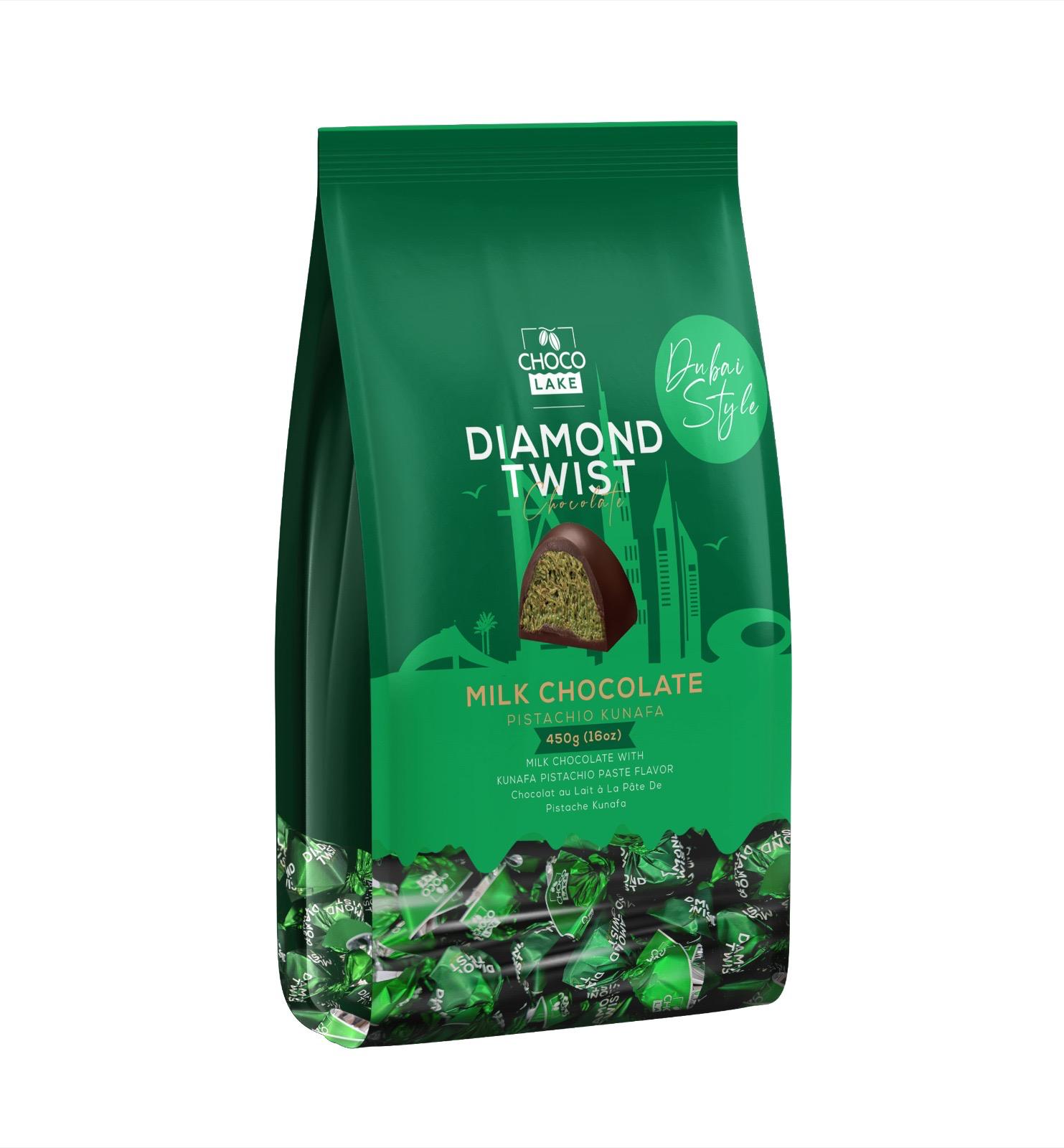 Sac Diamond Twist Pistachio Kunafa 450 grammes (style Dubaï)
