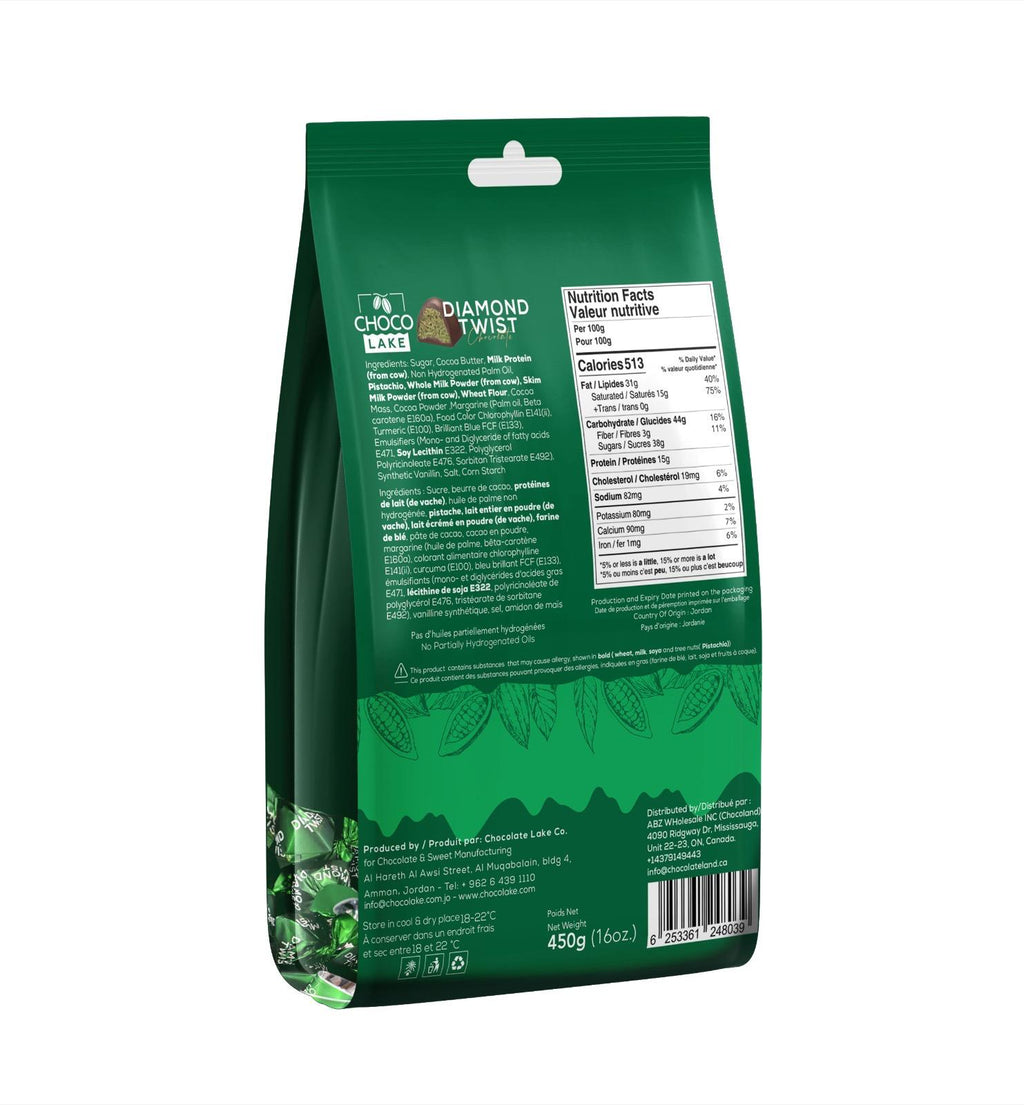 Sac Diamond Twist Pistachio Kunafa 450 grammes (style Dubaï)