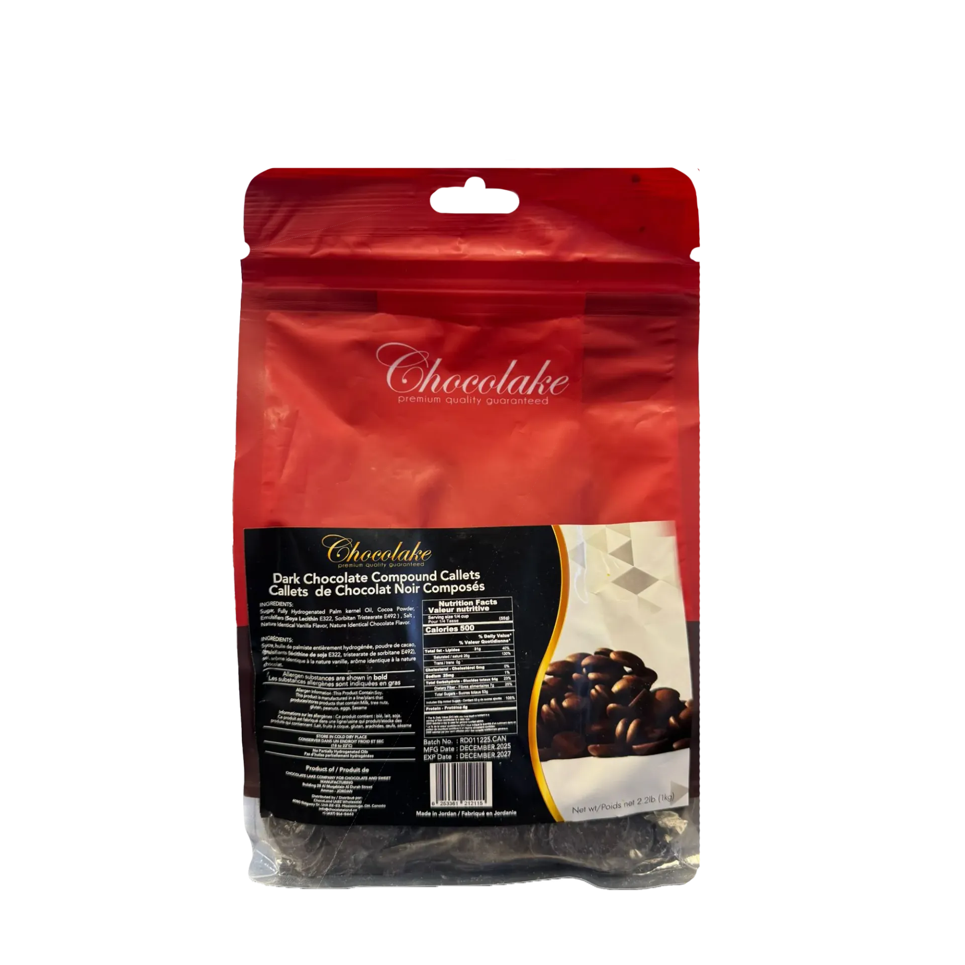 [0126] Dark chocolate Compound Callets 1 kg