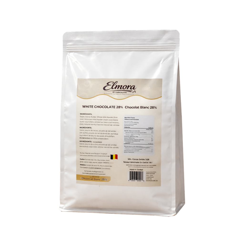 Elmora Belgium White chocolate Callets 28% 5 kg bag